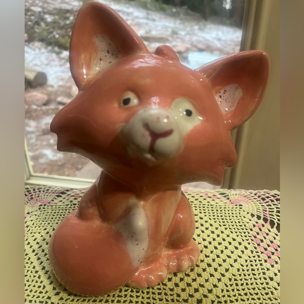 🦊 Vintage Ceramic Fox Piggy Bank